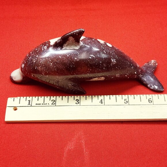 Vintage Carved Marble Stone Dolphin Figurine Paperweight Home Decor - Picture 9 of 14